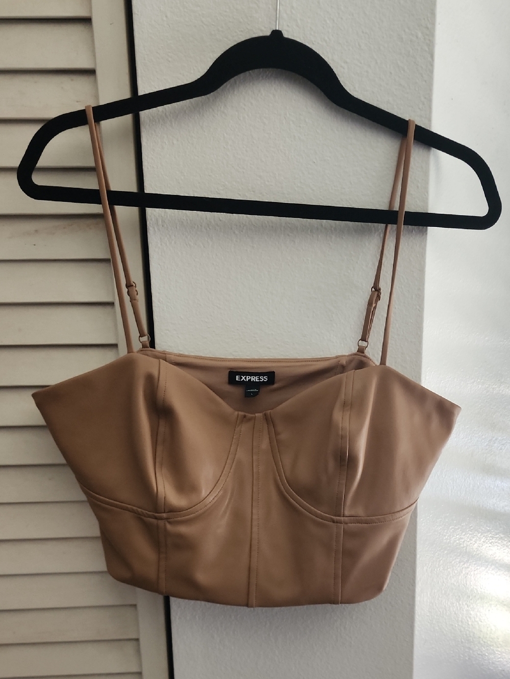 Express Tan Faux Leather Bustier Camisole